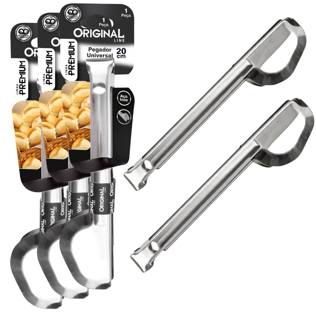 Kit 12 Pegador Universal Aço Inox Prateado 20cm Massa Buffet