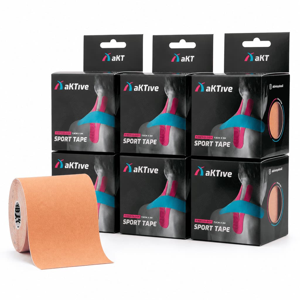 Kit com 6 aKTive Tape 7,5cm x 5m MAIS LARGA Bandagem Elástica Adesiva Funcional Pós Operatório Parto