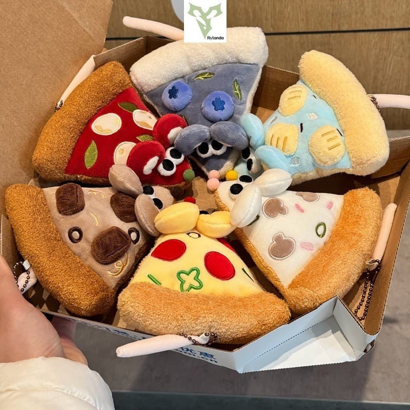 Rytanda Pizza Brinquedo De Pelúcia Pingente Para Criança Menino Menina Boneca Simulação Fofa Pão Comida Chaveiro Travess