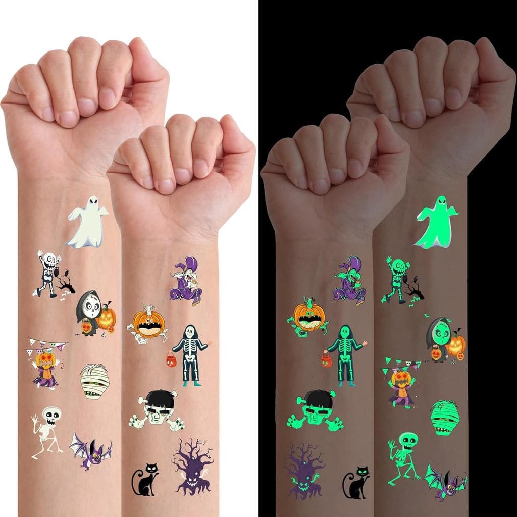 79 Tatuagens Temporárias de Halloween, Adesivos de Tatuagens Falsas Variadas para Brincadeiras ou Guloseimas de Hallowee