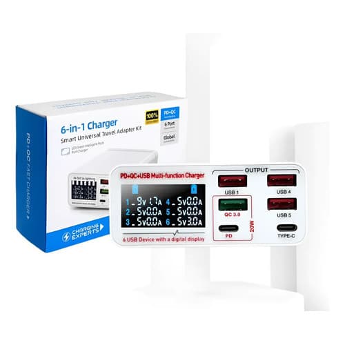 Carregador Usb Fast Charger Rápido 6 Portas Bancada