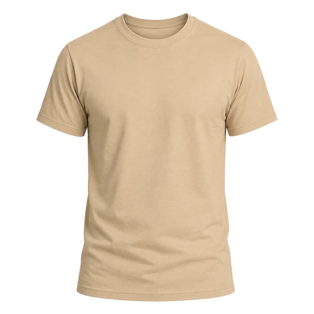 Camiseta Masculina Básica Algodão Confortável Casual Lisa Bege