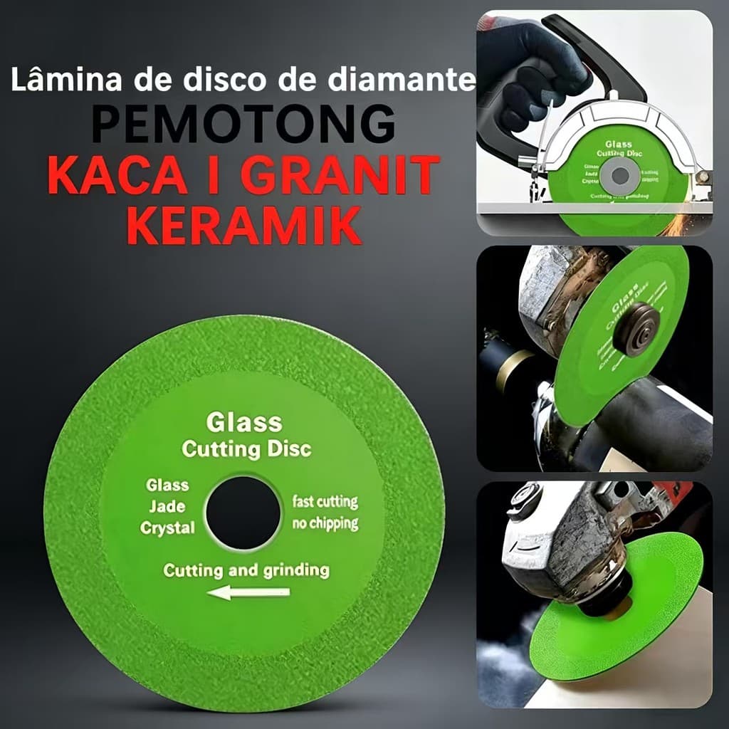 DISCO DE CORTE DIAMANTADO ULTRAFINO PARA VIDRO, 100/115MM PARA ESMERILHADEIRA