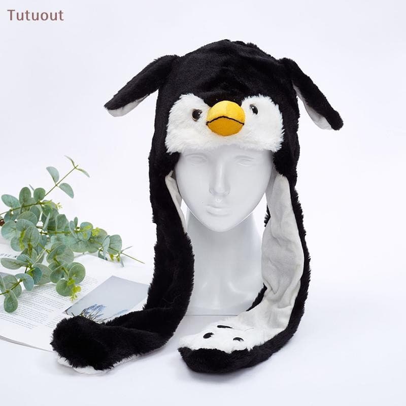 TUTU Bonito Orelhas De Pinguim De Pelúcia Vai Mover Chapéu Quente Presente Do Feriado Dia Das Crianças Menina Menino Env