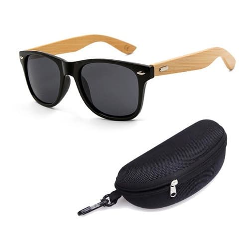 Óculos De Sol Masculino Madeira Bambu  + Case Guarda Estojo
