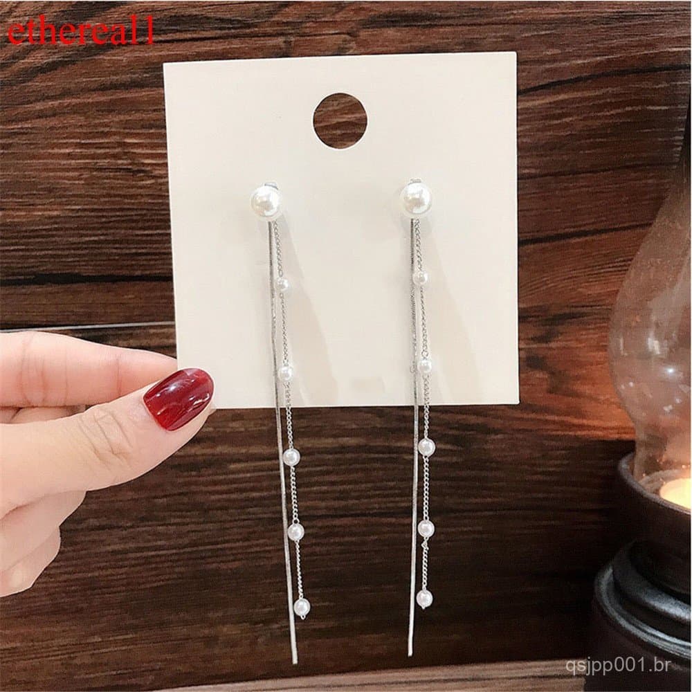 Eetheal1 Elegante Jóias Brincos Da Moda Mulheres Nobre Borlas Banhado A Prata Longo Gancho Oscila De Cadeia Para As
