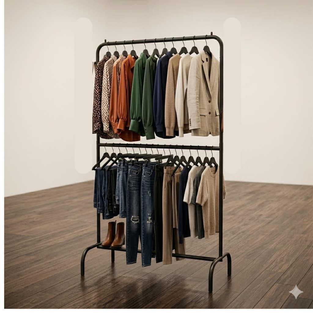 Arara Desfile Dupla  Dobravel 80cm - Cabideiro Organizador Para  Lojas - Preta