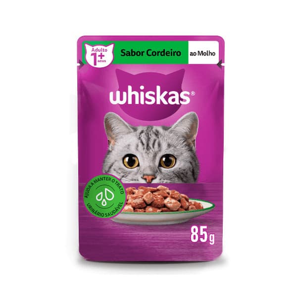 Ração Úmida Sache Whiskas Gatos Adultos Cordeiro - 85g