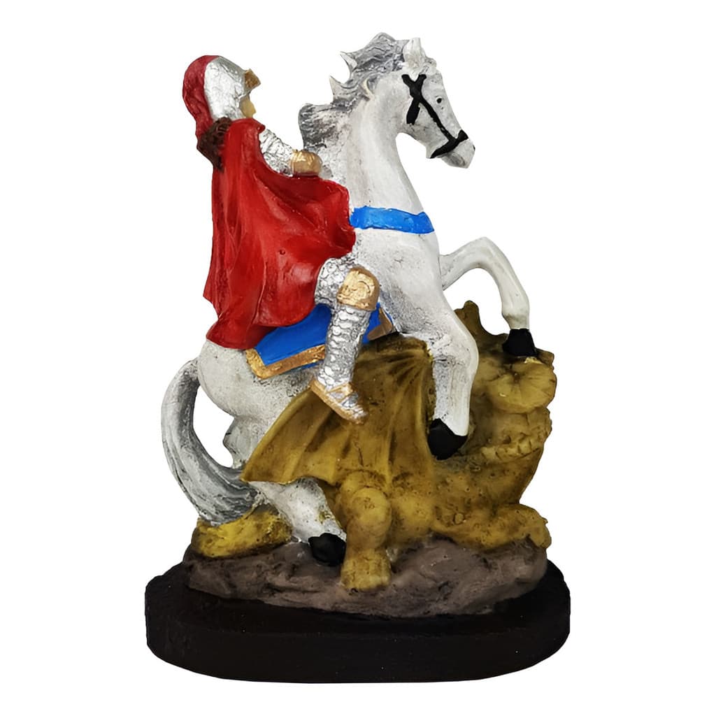 Imagem De São Jorge Resina 14 Cm Estatua - Branco