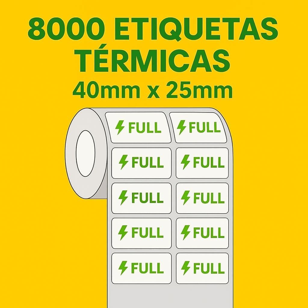 Kit 8 Mil Etiquetas 40x25 Termica Full Adesiva  2 Colunas etiqueta Mercado Envios Kit 4 rolos