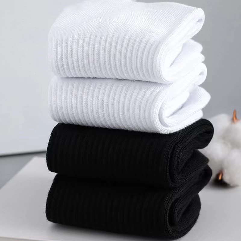 Kit 2 Pares de Meias Masculinas de Basquete – Cano Médio em Algodão Elástico – Preto e Branco