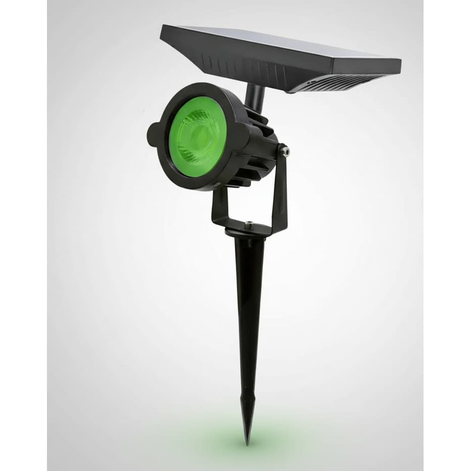 Luminária Espeto Solar 7W LED Verde Jardim Quintal Fachada Bivolt IP65 Placa Solar Iluminação Externa Decorativa