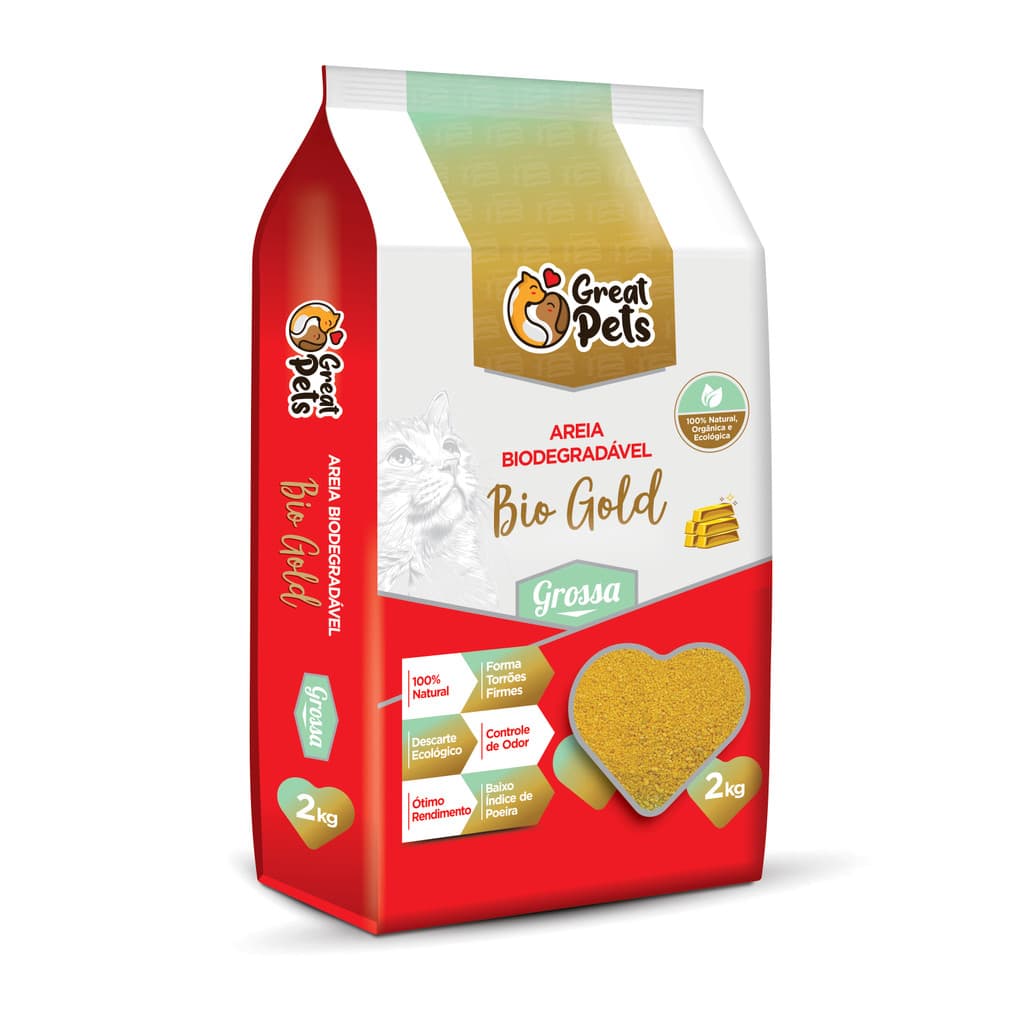 Areia Higiênica Bio Gold Grossa 2Kg – Great Pets