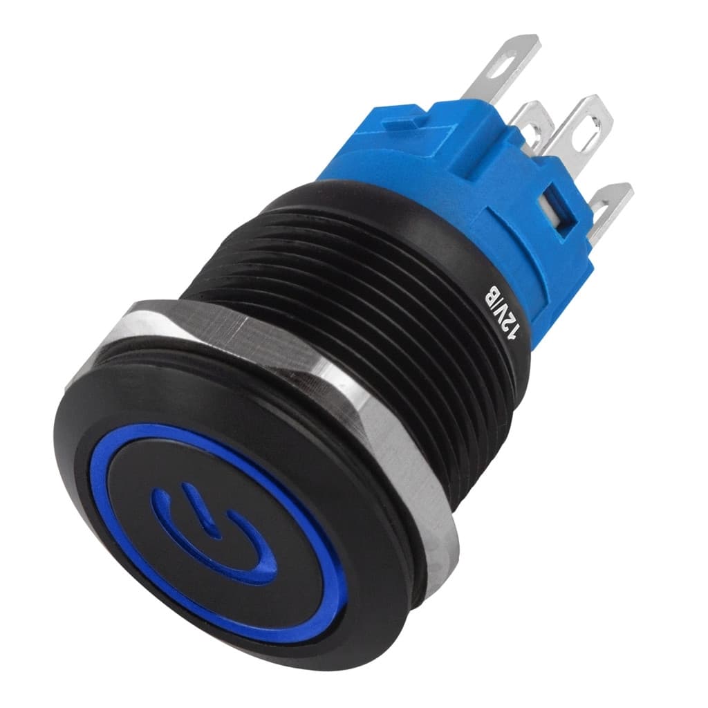Chave Anti Vandalismo De Pulso Preta 220v/3a Com Led Azul 12v Storm [F108]