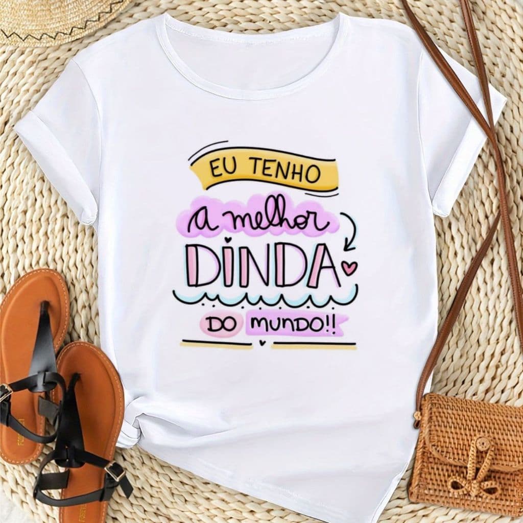 T-shirt Camiseta Feminina Personalizada Baby Look Estampa DINDA/MADRINHA/MÃE Premium Envio Imediato