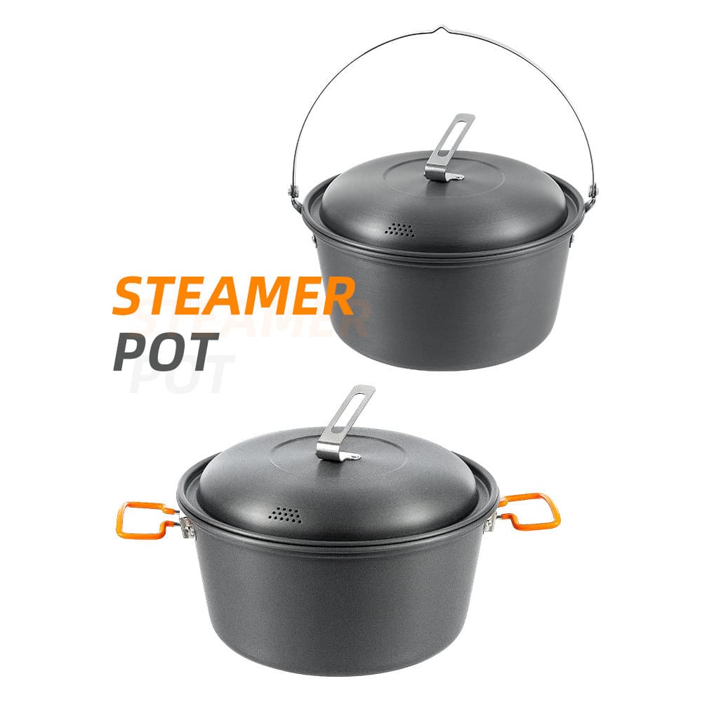 1 pçs pendurado pote estilo ao ar livre 4.5L grande capacidade acampamento portátil arroz cozido no vapor macarrão sopa