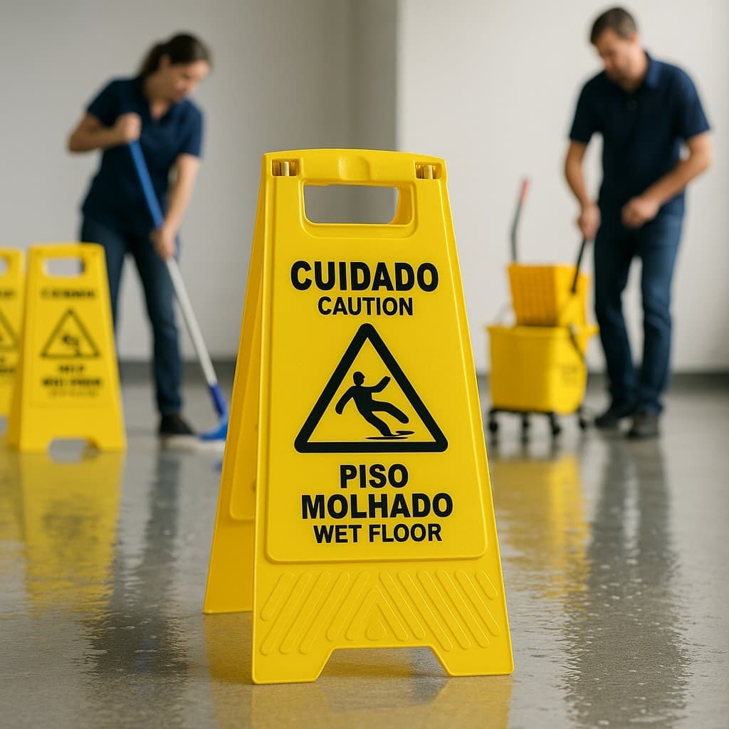 Placa de Sinalização para Piso Molhado - Kit com 4 Unidades