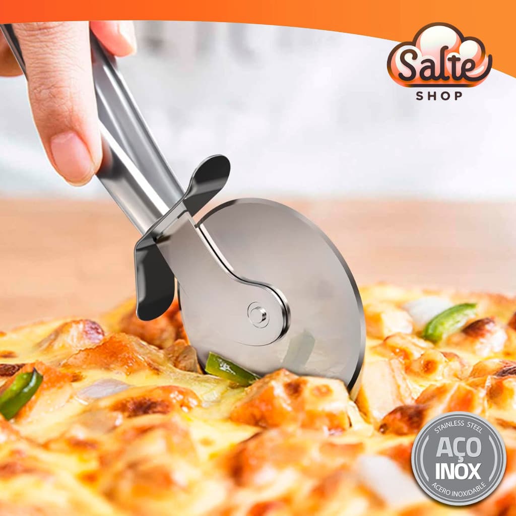 Cortador De Pizza p/ Massas Pizzaria Aço Inox Profissional Cozinha Fatiador