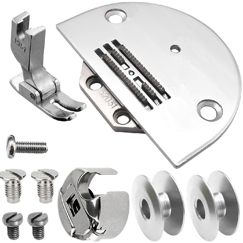 Chapa Agulha 4 Carreira Dente Calcador Caixa Bobina Costura Reta Industrial