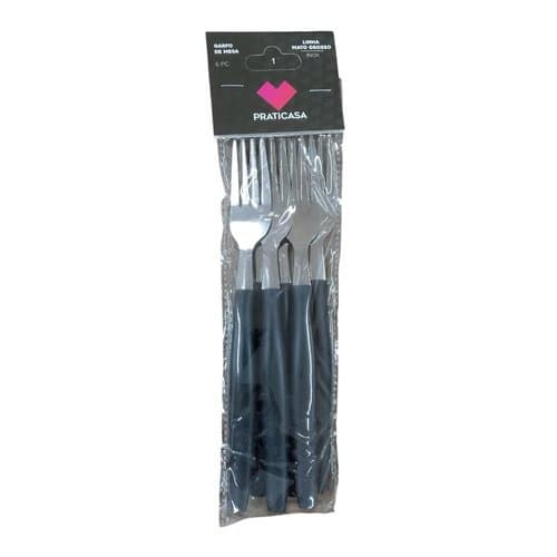 Garfos De Mesa Inox Linha Mato Grosso Conjunto 6 Pecas Preto