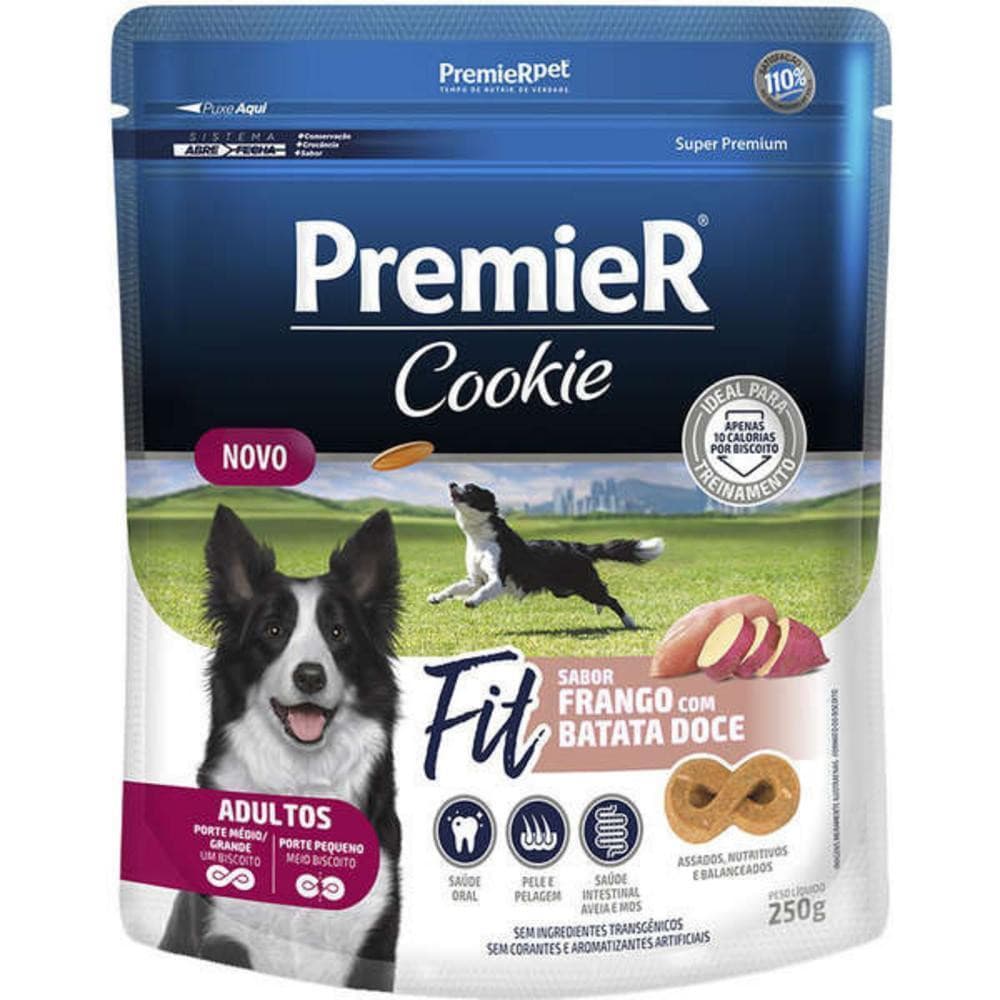 Biscoito Cookie Fit para Cães Adultos Sabor Frango com Batata Doce 250g Premier