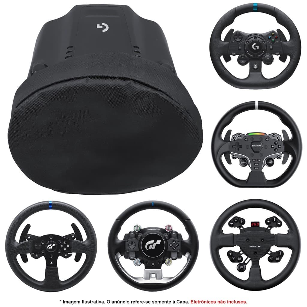Capa Protetora P/ Volante c/ 28cm Diâmetro Logitech Thrustmaster Fanatec Moza Racing Entre Outros