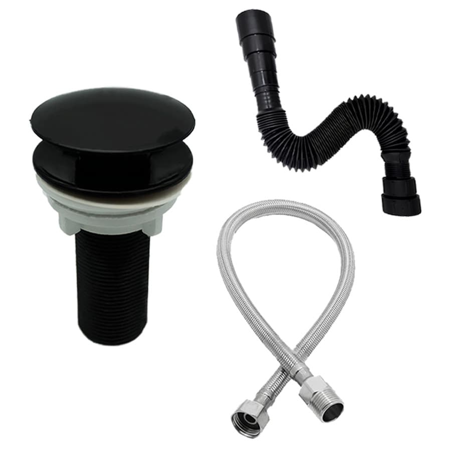 Kit Banheiro Sifão + Válvula Click 7/8 Preto + Engate 40cm