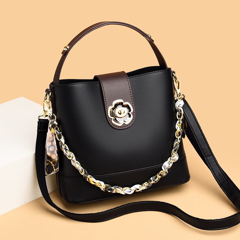 Bolsa balde de couro genuíno genuíno feminina 2026 novo estilo moda bolsa mensageiro de um ombro bolsa de banda larga bo