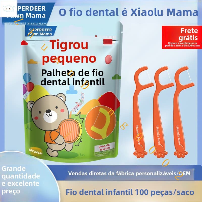 100 Fio Dental Infantil Placa Palito Oral