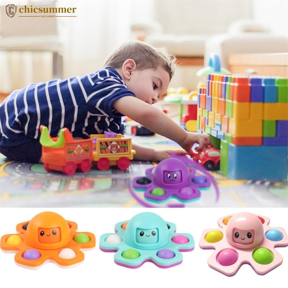 CHICSUMMER Pop It Alívio Do Estresse Silicone Interativo Flip Polvo Mudança Rostos Spinner Push Pops Bolha Brinquedos Fi
