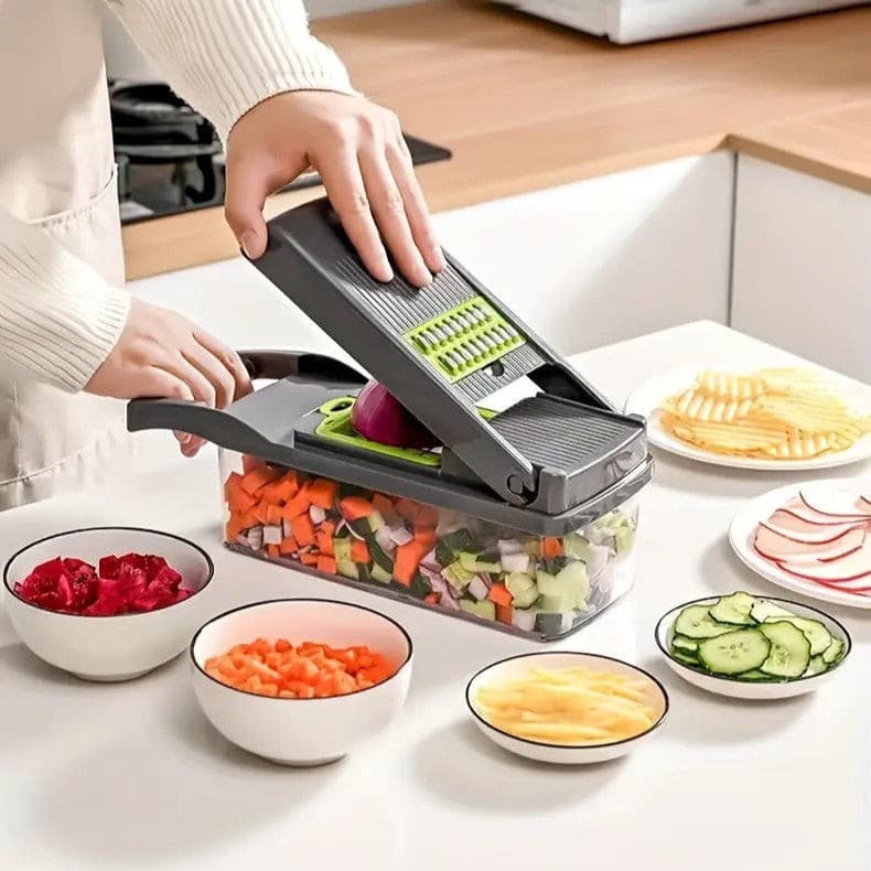 Conjunto Cortador e Ralador Cesto 7 Lâminas ralar em vários formatos Verduras Salada Legumes