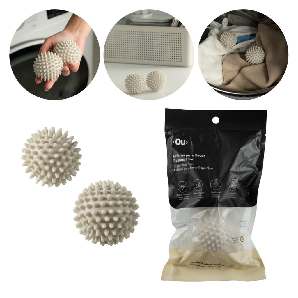 2 Esferas Bolinhas PVC Seca Desembola Rápido Roupa Amaciante Natural para Maquina de Lavar e Secar