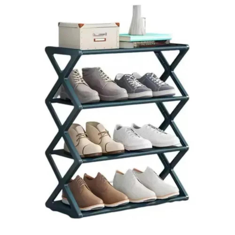 SAPATEIRA ESTANTE MULTIUSO CALCADOS BRINQUEDOS OBJETOS LAVANDERIA QUARTO 4 PRATELEIRA VERDE