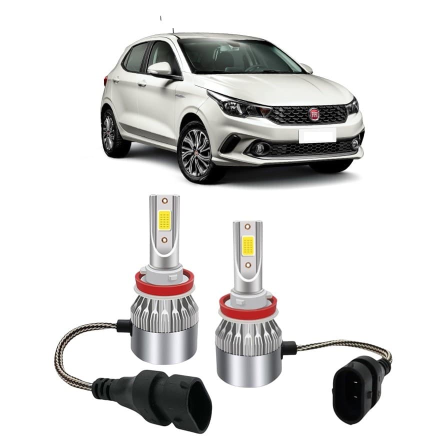 Par Lampada Super LED Farol de Milha Fiat Argo 2016 2017 2018 2019 6000k H11