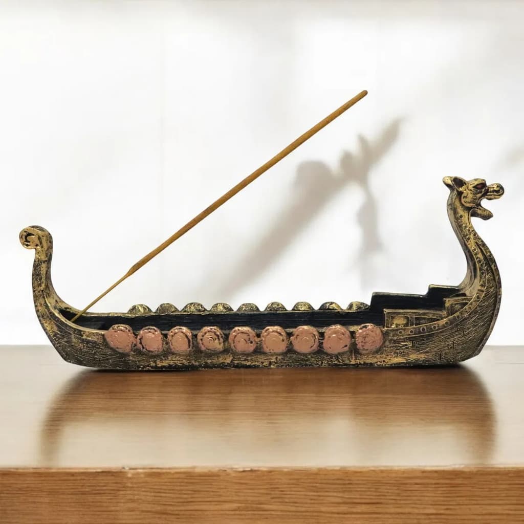 Incensario Barco Viking Drakkar Canoa Porta Incenso 9cm Bronze Incensario