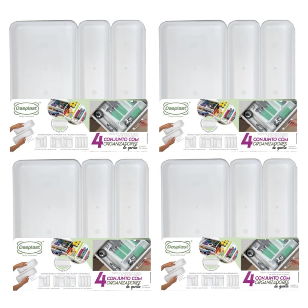 Kit 4 Organizador Divisor Porta Talheres Cozinha 4 Jogos