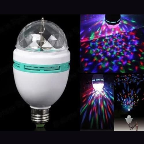 Lâmpada Led Colorido Globo Giratório Rgb Para Festas Bailes