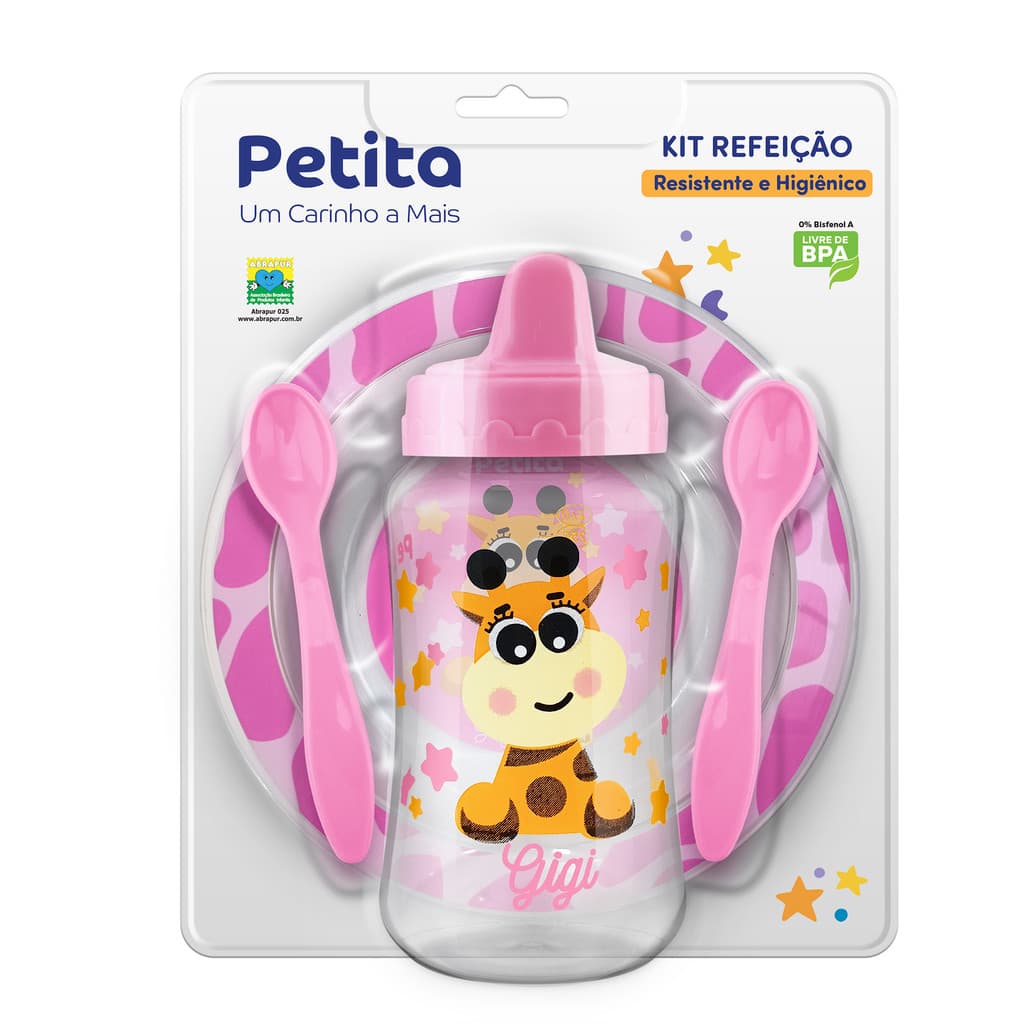 Kit Refeição Infantil Copo de Treinamento c/ Válvula Prato