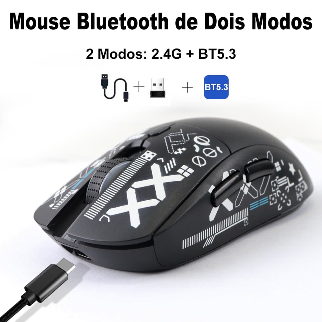 Mouse Sem Fio Recarregável com Bluetooth, RGB e Design Ergonômico – Conforto e Estilo