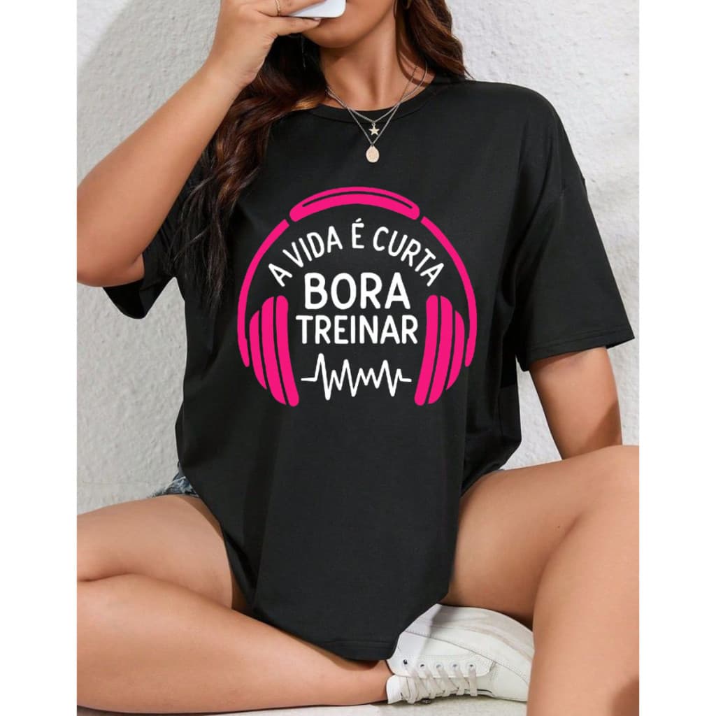 Camiseta Fitness Bora Treinar Estampada Unissex 100% Algodão Academia Treino Crossfit