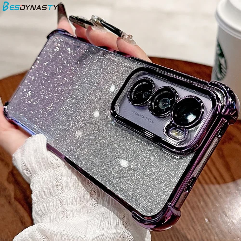 Gradiente Glitter Chapeamento Caso De Telefone Para Samsung Galaxy S25 S24 FE S23 S22 Ultra Plus S21 S20 Macio À Prova D