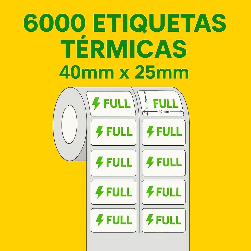 6 Mil Etiquetas 40x25 Termica Full Adesiva  2 Colunas etiqueta Mercado Envios 3 rolos