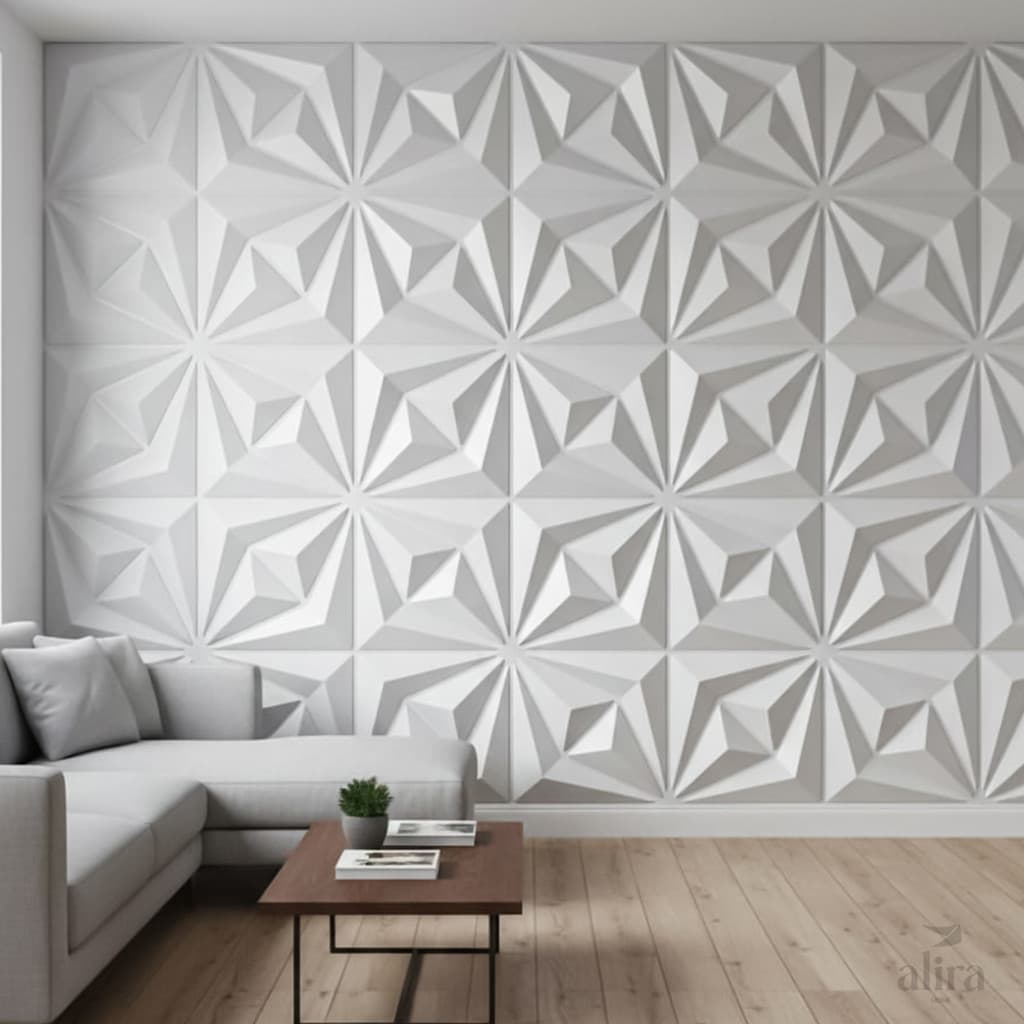 Kit 10 Placas 3D Revestimento Parede PVC 50x50cm Modelo Losango Decorativo