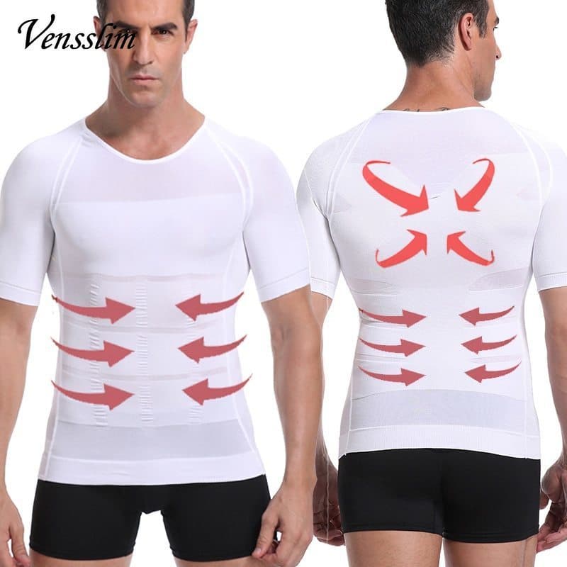 Venslim Homens Corpo Shaper Emagrecimento Camisas De Compressão Ginecomastia Undershirt Sem Costura Cintura Trainer Músc