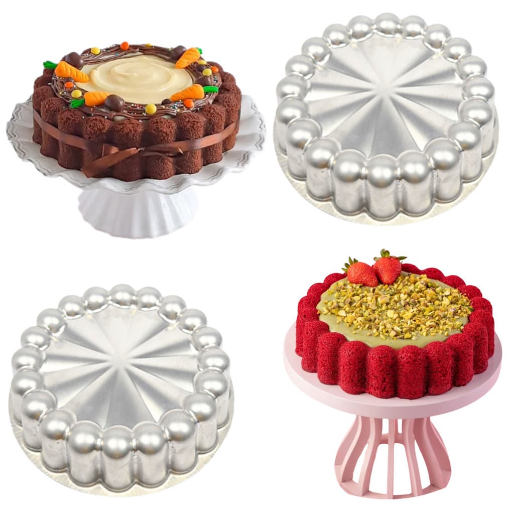 Kit 2 Formas Bolo Pudim Charlorte Decorada 22x6 cm  Caparroz