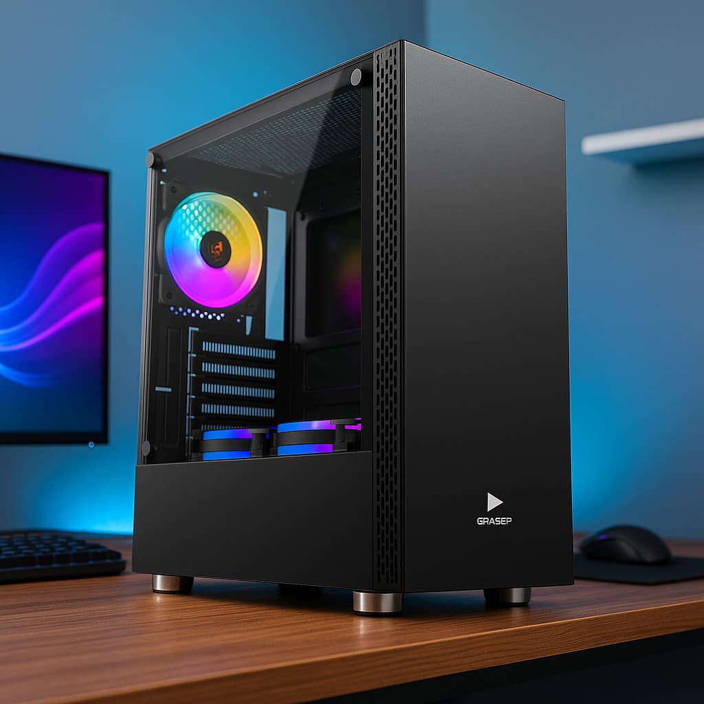 Gabinete PC Gamer RGB Vidro Temperado ATX M-ATX Controle Remoto Suporte Watercooler 360mm D-ATX13