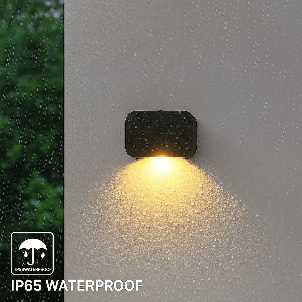 Arandela de Parede Mini LED 1W IP65 3000K Facho Direcional ABS Bivolt Jardins