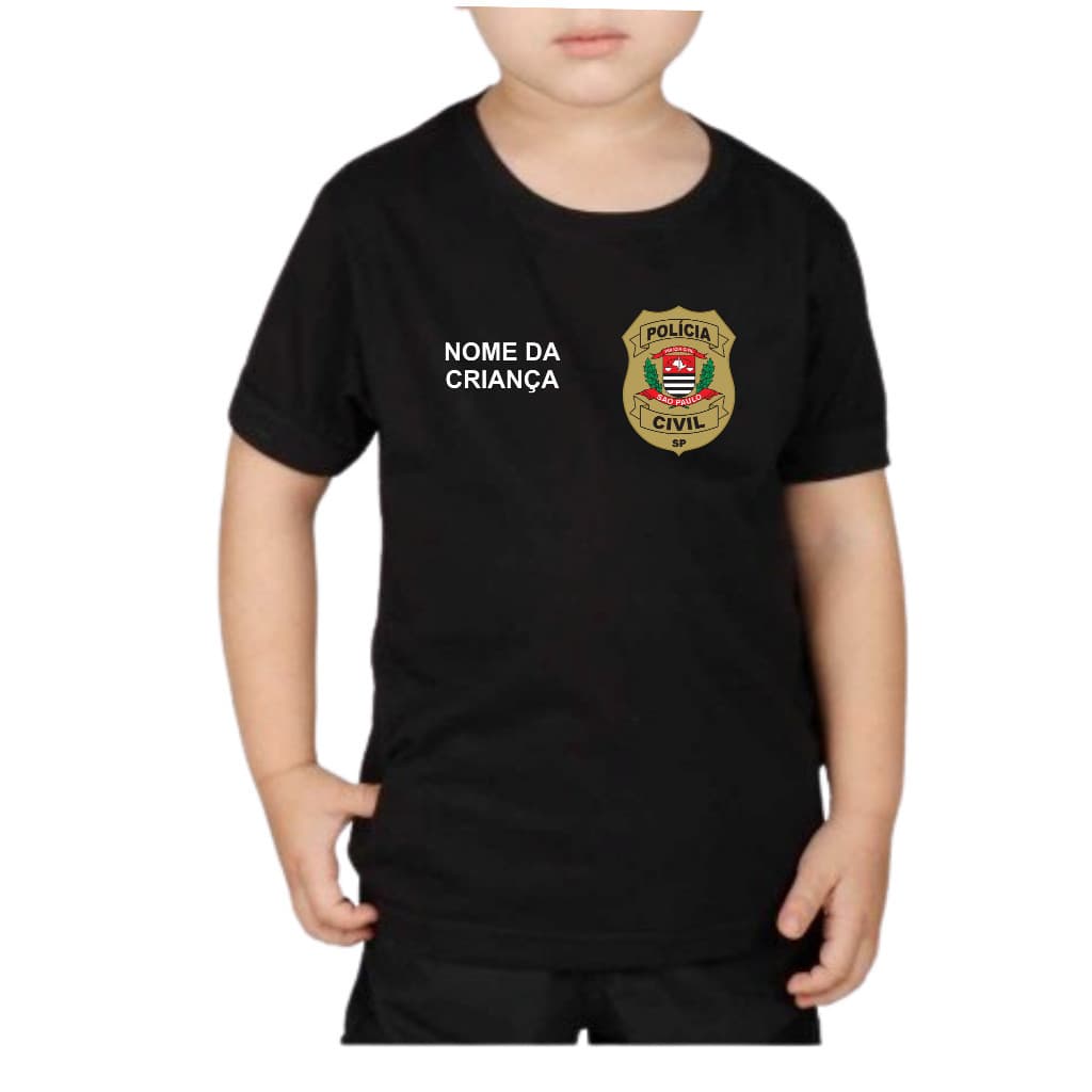 T-shirt camiseta policia civil sp infantil criança com nome gravado!