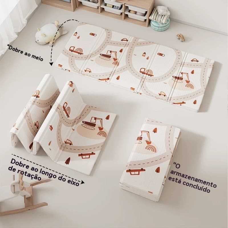 TAPETE TATAME INFANTÍL 180cmx150cmx8mm Bebê Dupla Face Emborrachado Dobrável Tapete Infantil Térmico