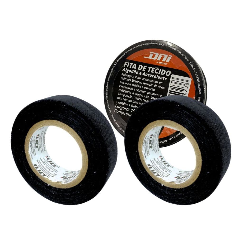 Kit 2 Fita Isolante Tecido 10m Chicote Elétrico Autocolante Fita Pano Anti Chama DNI5023